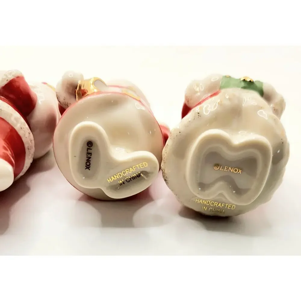 Lenox Standabouts Santa Set of 5 Porcelain Christmas Ornaments 6339428 Box